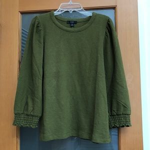 NWT J. Crew Three-quarter Smocked Sleeve Top